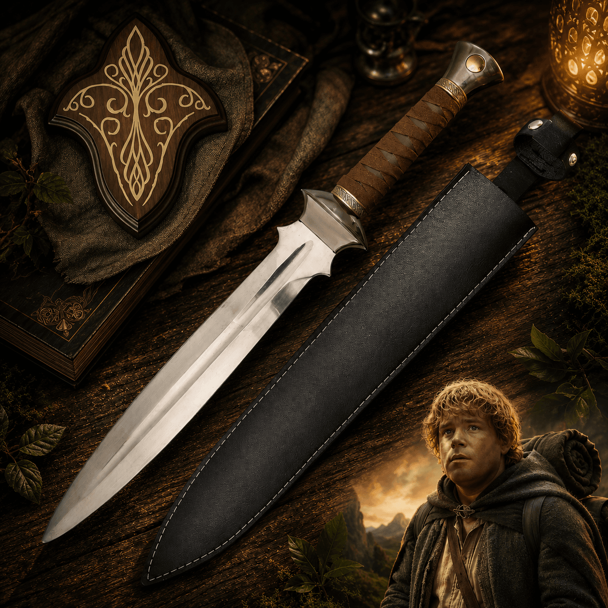 Der Herr der Ringe: Samweis Gamdschies Dolch – 60cm Stahl-Replika inkl. Scheide & Wandhalter