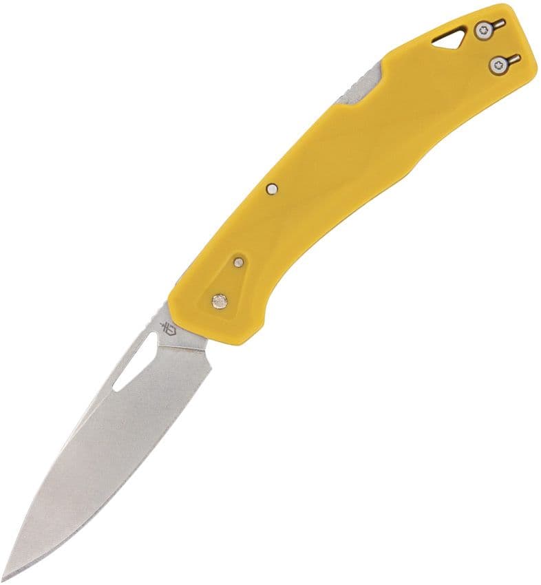 LST, Stonewashed Clip Point Blade, Mustard Yellow GFN Handle