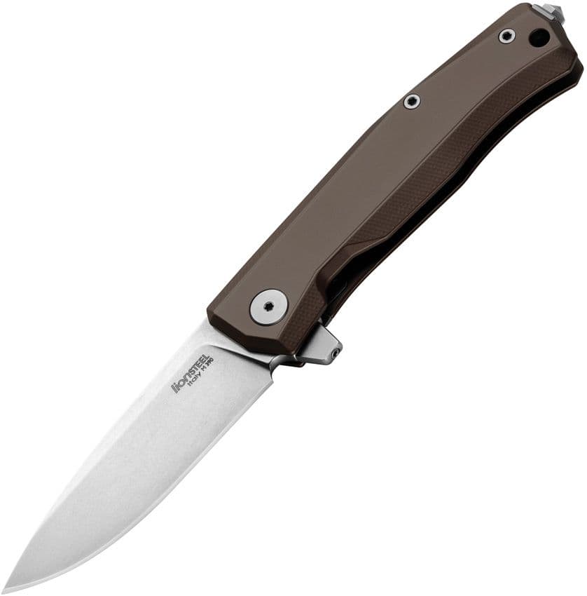 Myto, M390 Satin-Klinge, brauner Aluminiumgriff