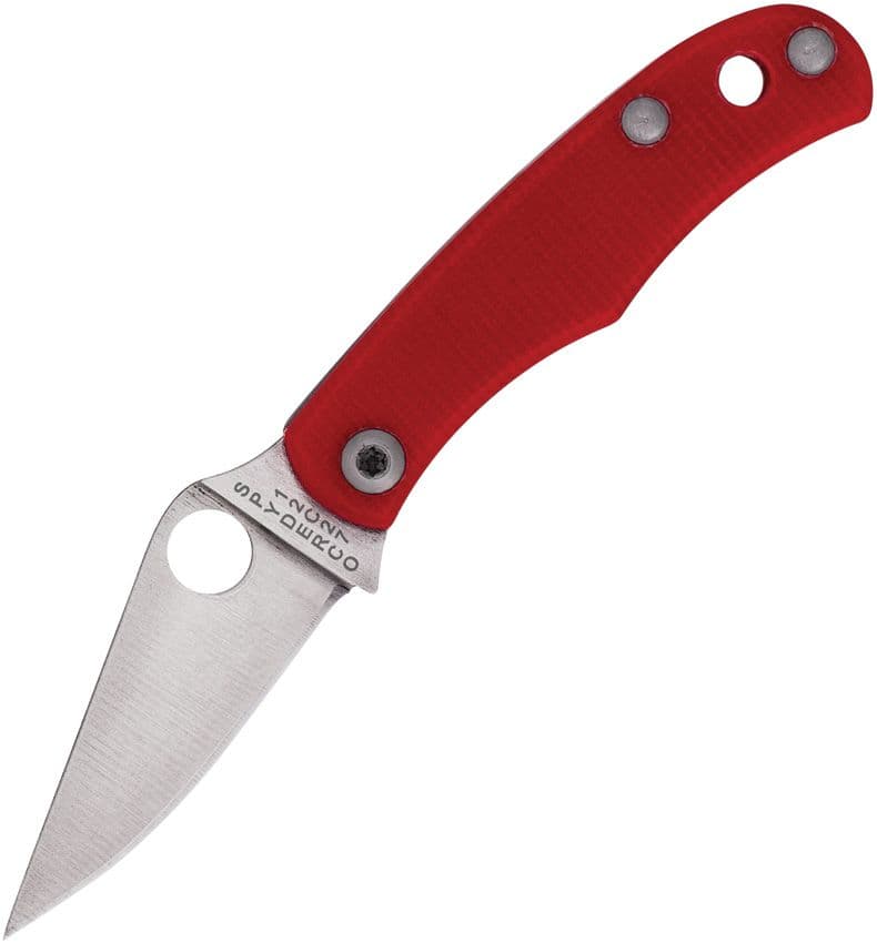 Bug Micro-Größe, 12C27 Satin Plain-Klinge, roter G10-Griff