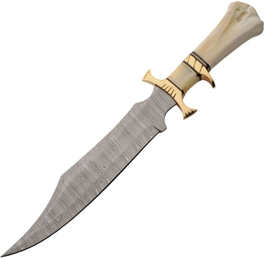 Bone Collector Bowie – 40cm Damast-Messer mit Griff aus echtem Kamelknochen
