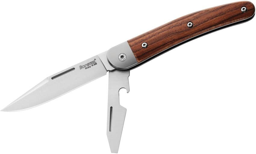 JK2, M390 Clip Point-Klinge und Flaschenöffner, Griff aus Santos-Holz