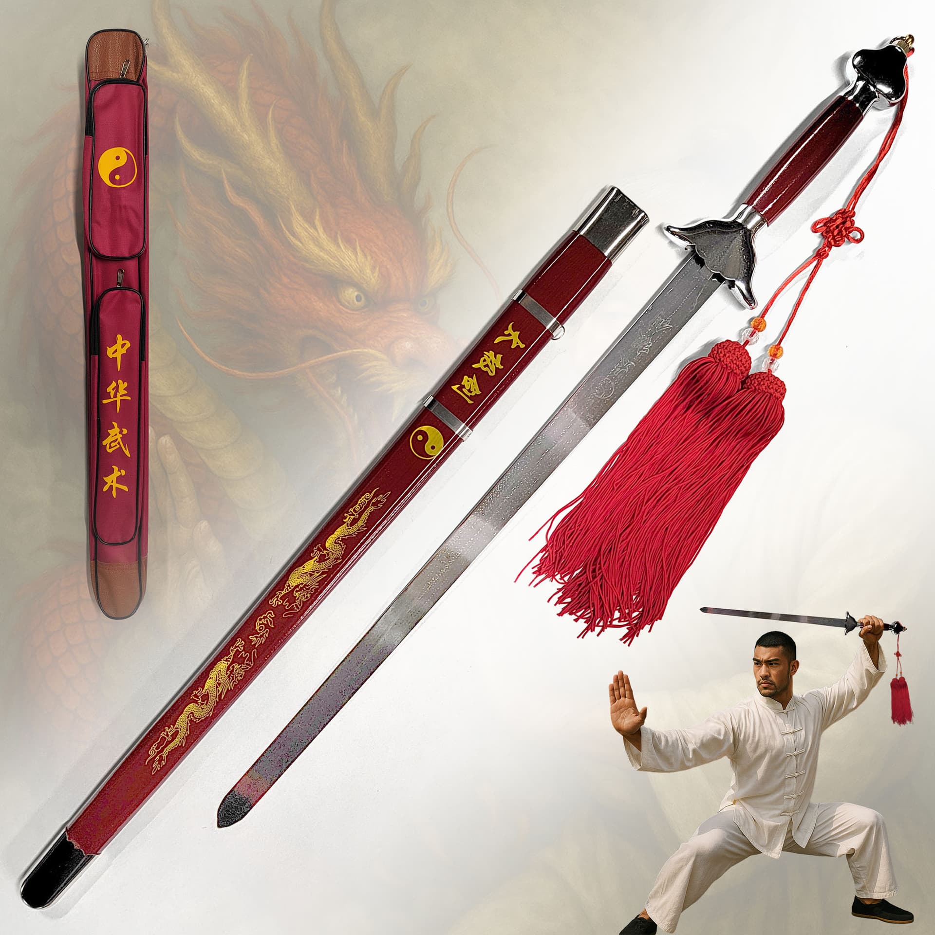 Tai Chi Schwert mit flexibler Klinge – 56 cm Klingenlänge inkl. Tasche