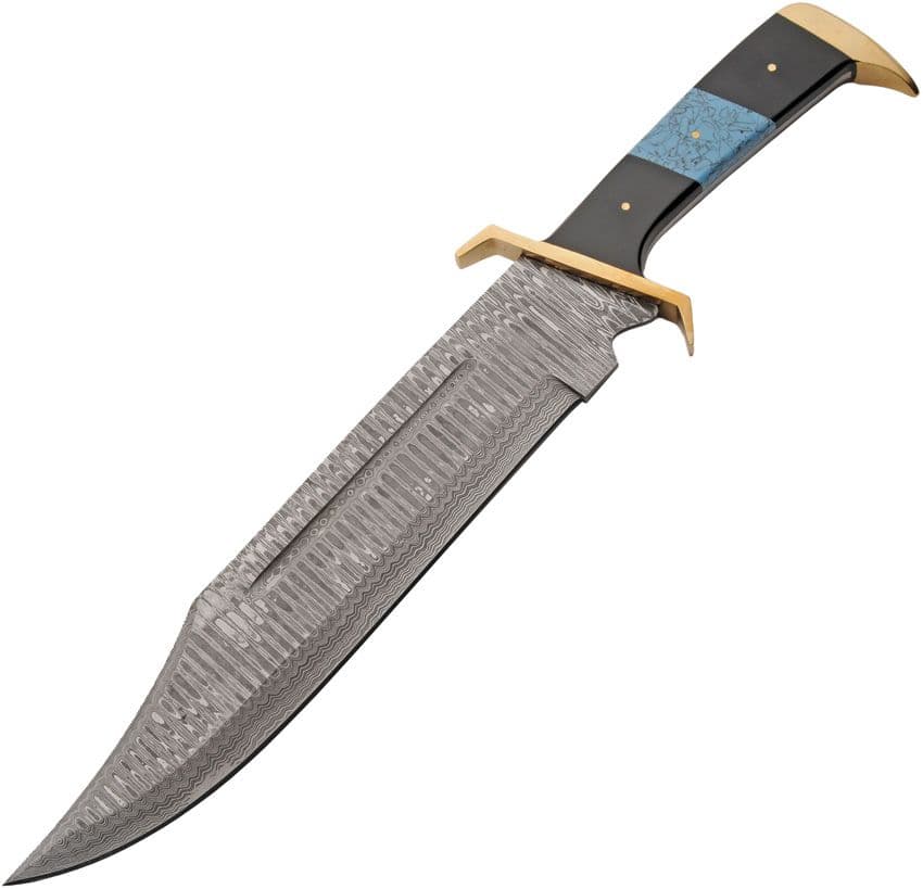 Azure Wave Bowie – 43cm Damast-Prunkstück mit Türkis-Einlage & Messing