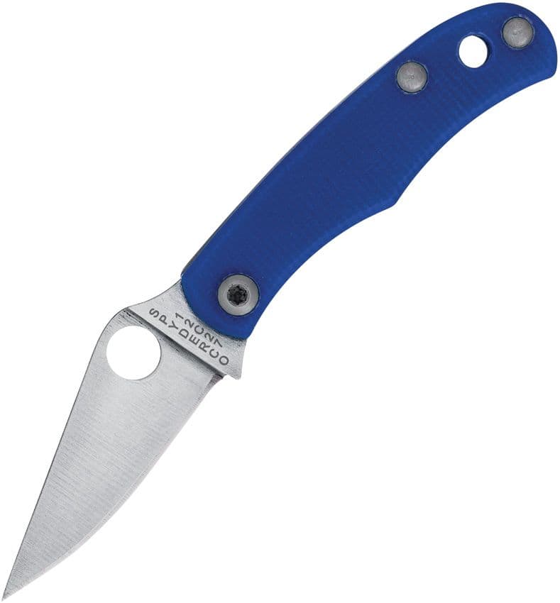 Bug Micro-Größe, 12C27 Satin Plain-Klinge, blauer G10-Griff