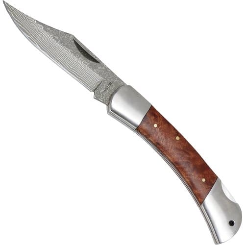 Damast-Taschenmesser Wurzelholz 10 cm