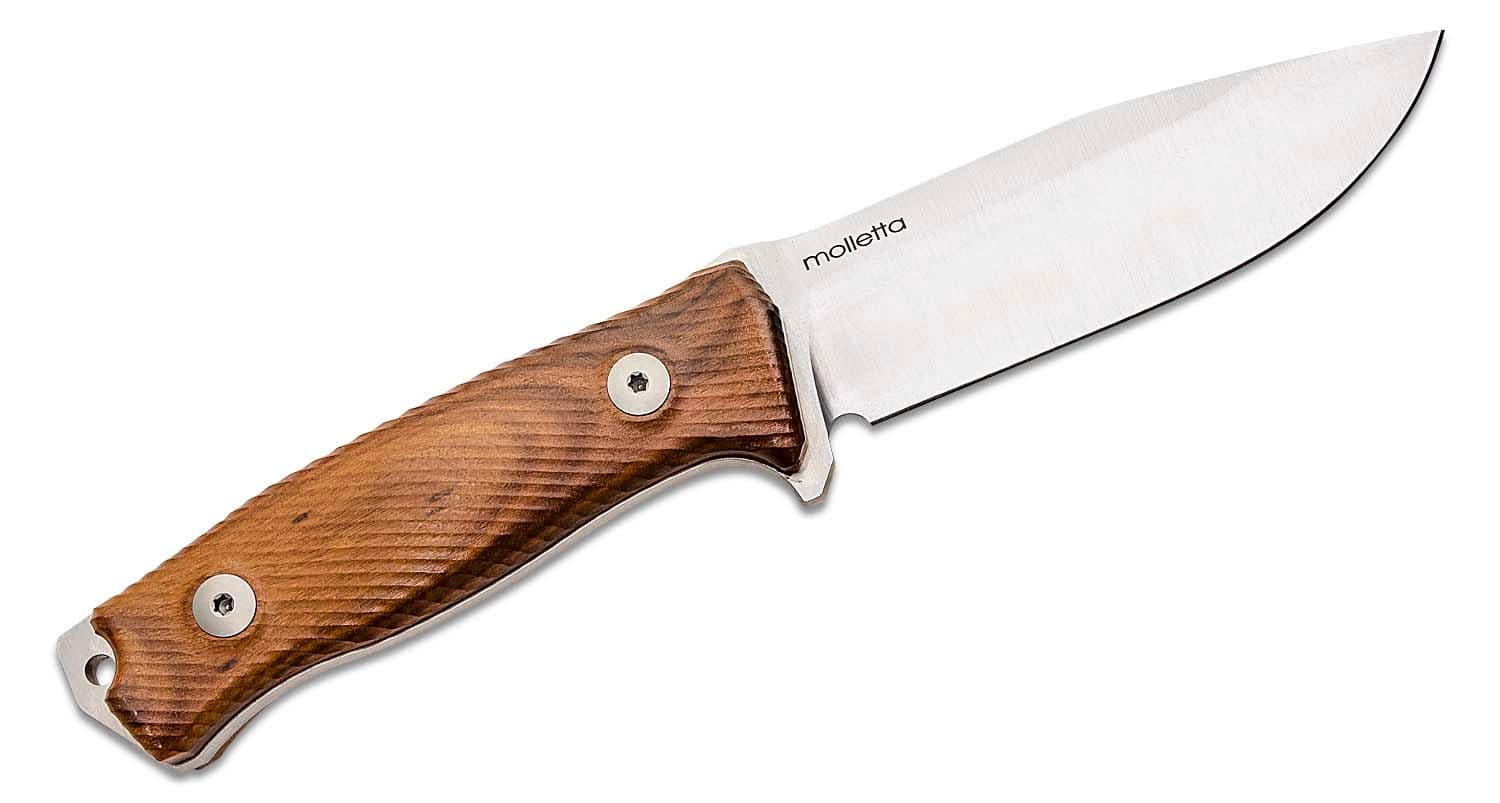 M5 Jagdmesser, Satin Sleipner Glatte Klinge, Santos Holzgriffe, Lederscheide