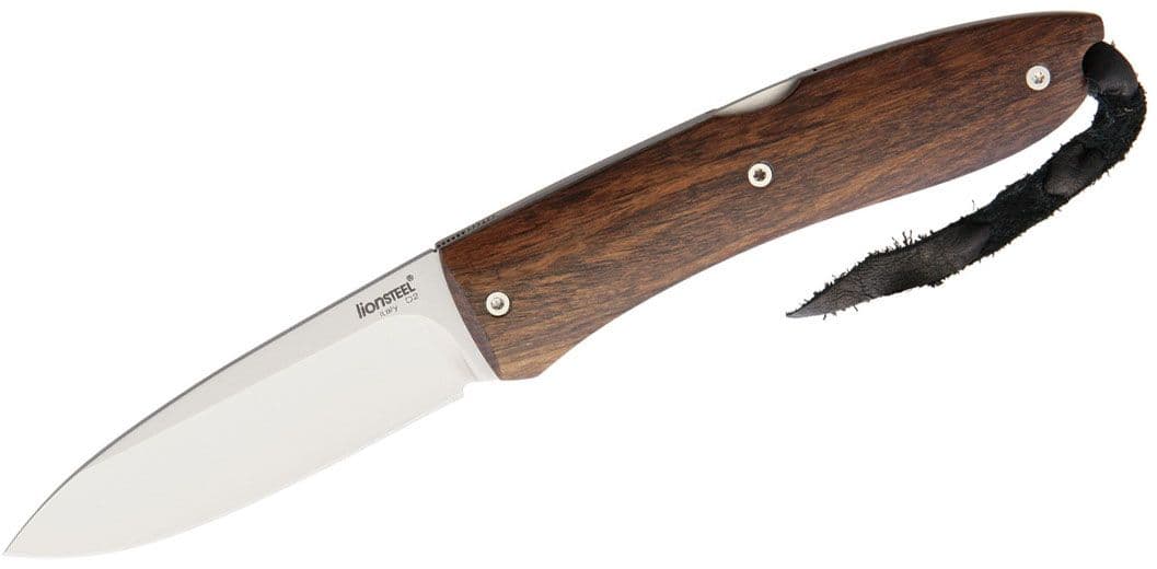 Opera-Klappmesser, satinierte Klinge aus D2-Werkzeugstahl, Griff aus Santos-Holz