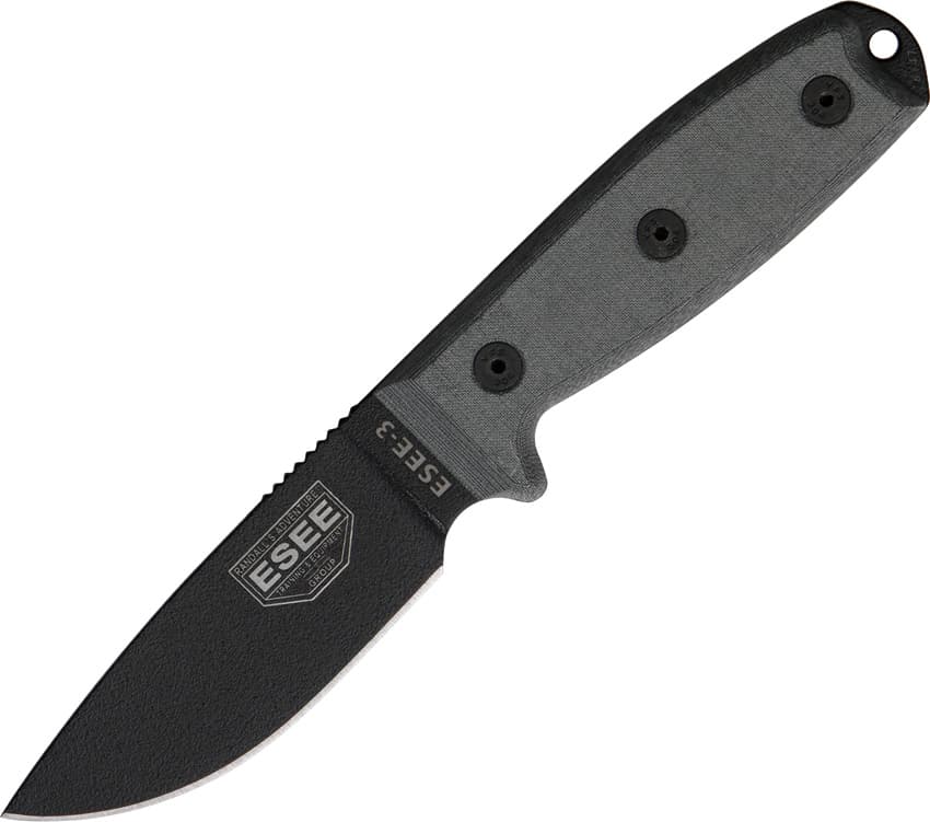 Esee Modell 3 Standardklinge mit Molle Back Version, schwarz