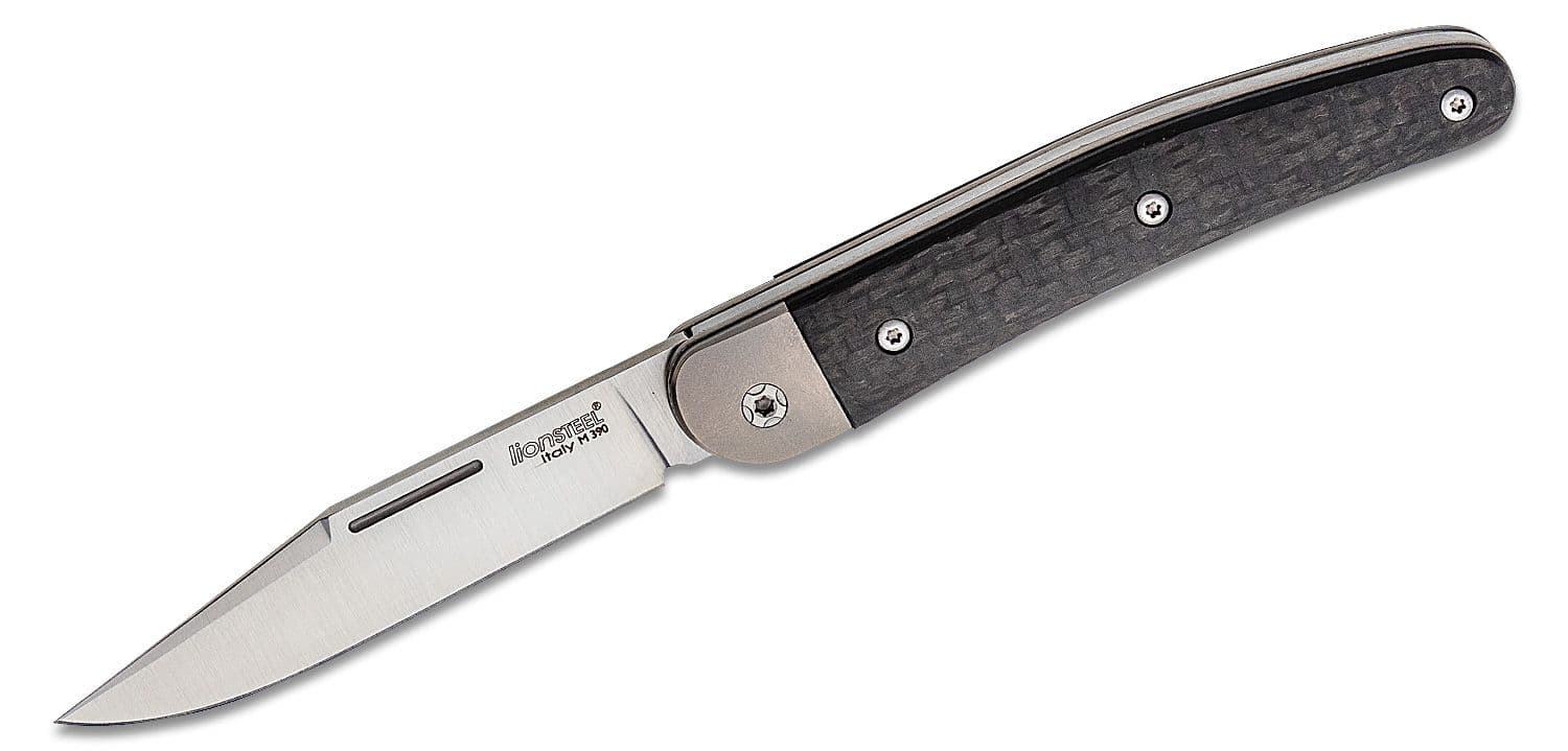 JK1, M390 Clip Point-Klinge, Griff aus Kohlefaser