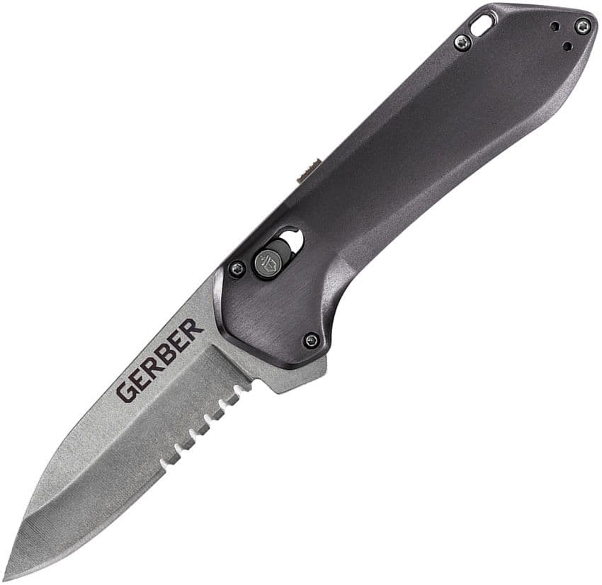 Highbrow Compact, gray, partially serraed edge