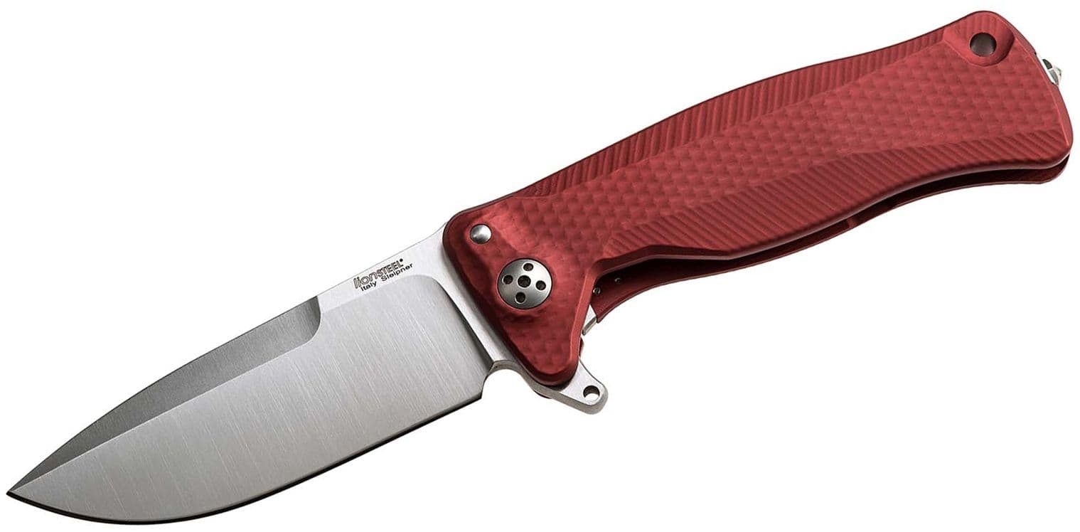 SR-11, Sleipner Drop Point-Klinge, roter Aluminiumgriff