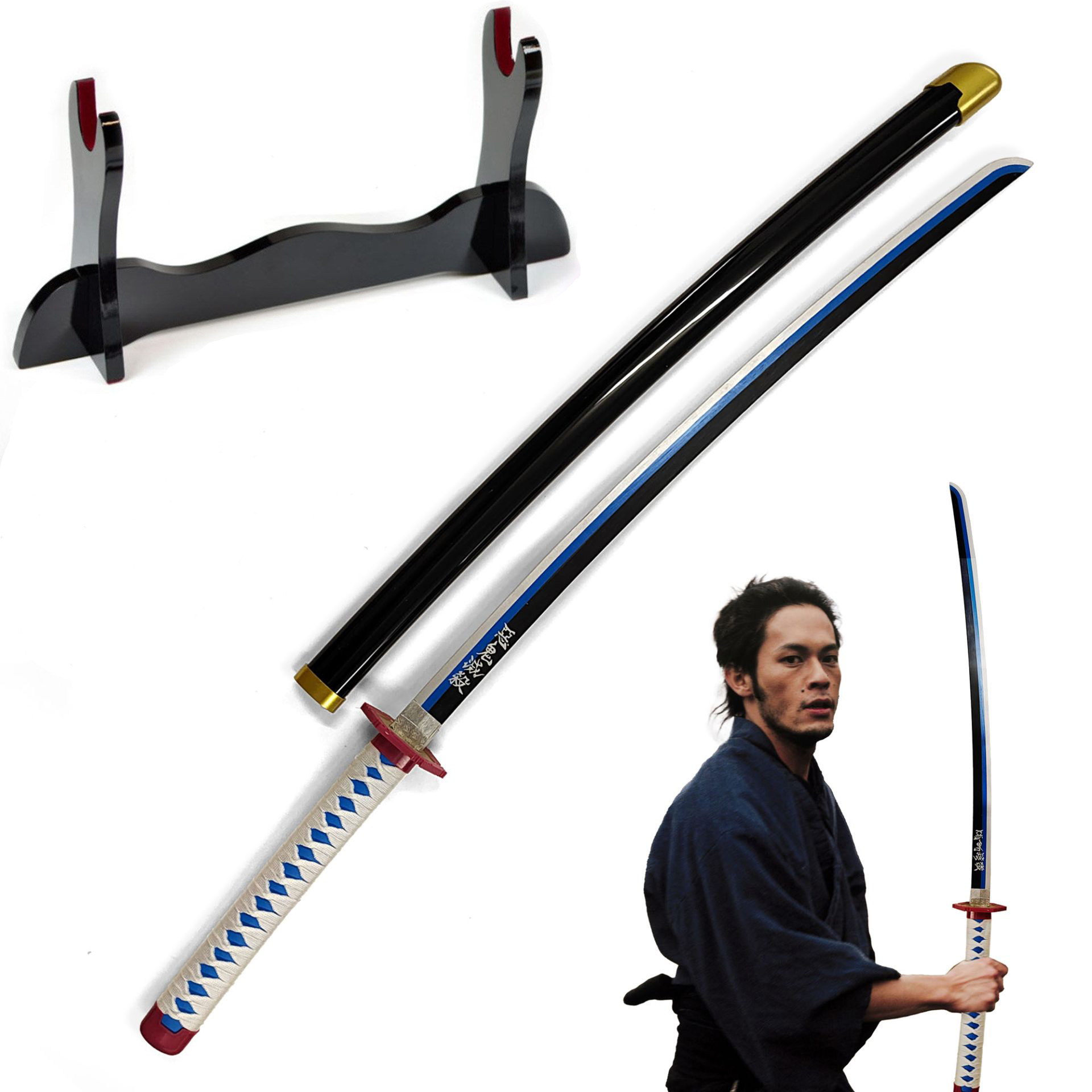 Demon Slayer – Giyuu Tomiokas Nichirin-Katana mit Scheide (Stahlklinge mit LED-leuchtender Klingenkante)