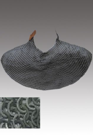 Brünne mit geradem Rand - Flachringe 9mm, halb vernietet (Rundnieten)