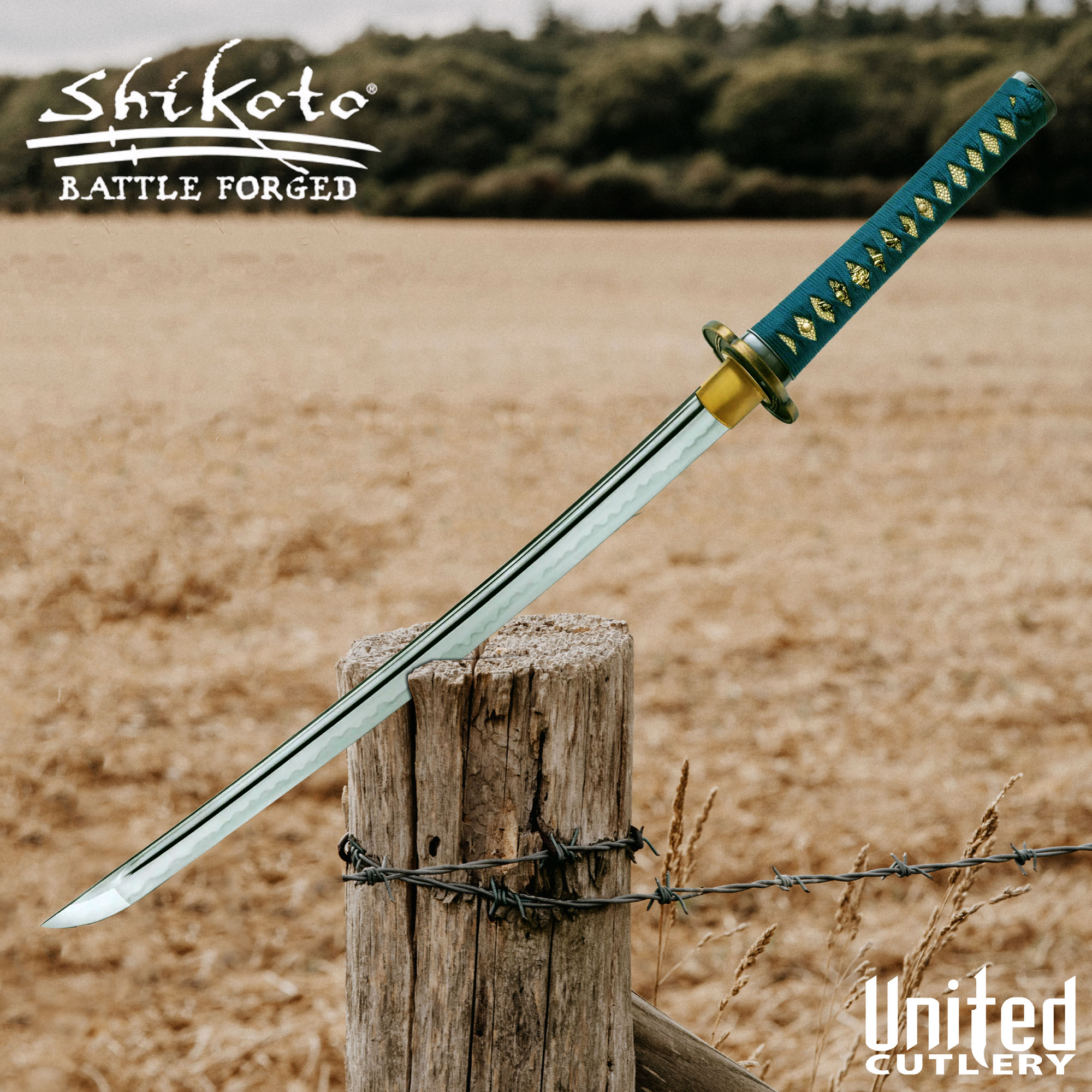 Shikoto Hammergeschmiedetes Longquan Master Teal Wakizashi