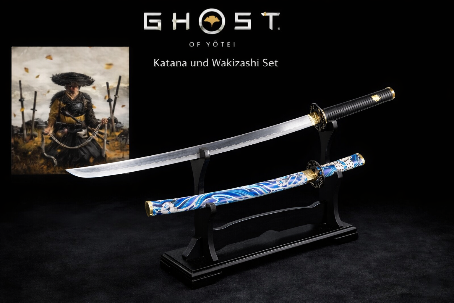 Ghost of Y?tei: "The Wolf's Daisho" – Katana & Wakizashi Set inkl. Doppelständer