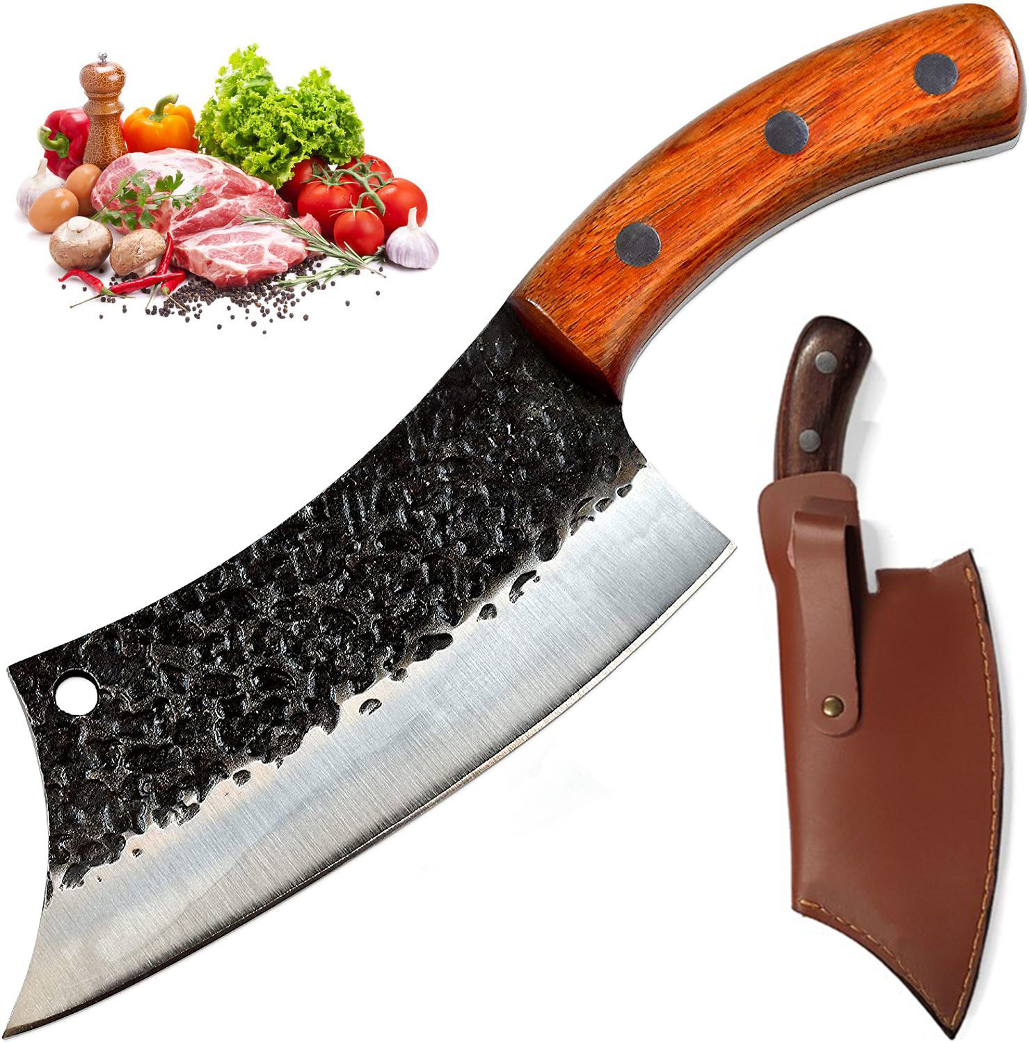 Hackmesser, serbisches Kochmesser mit Scheide