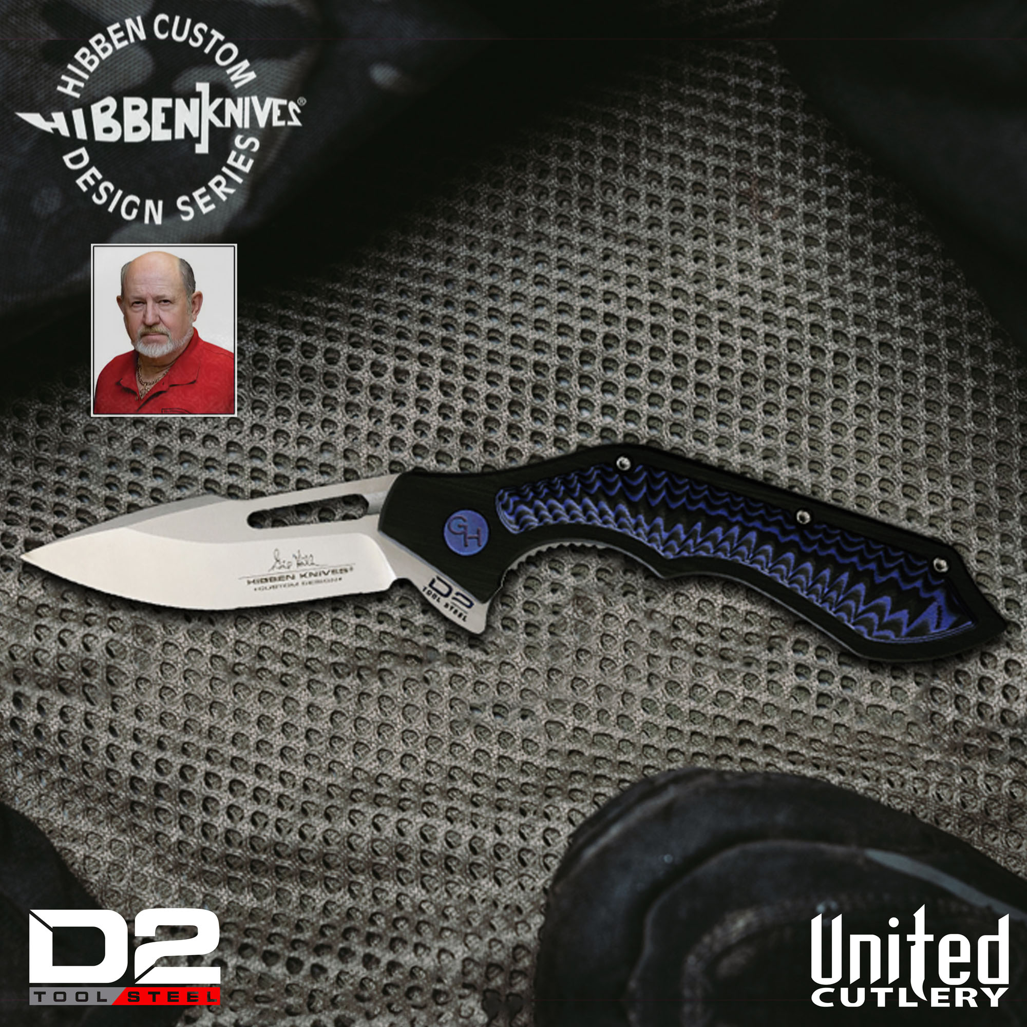 Hibben Hurricane, Blauschwarz G10         
