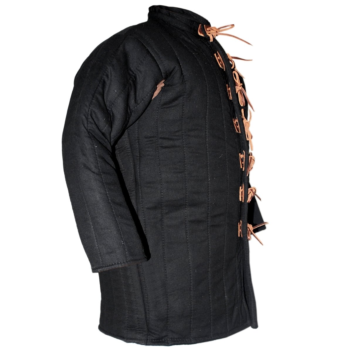 Gambeson mit Ledernesteln – schwarz (14./15. Jahrhundert), Schwarz, Größe M