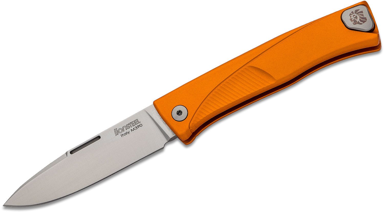 Thrill, M390 Satin-Klinge, orangefarbener Aluminiumgriff