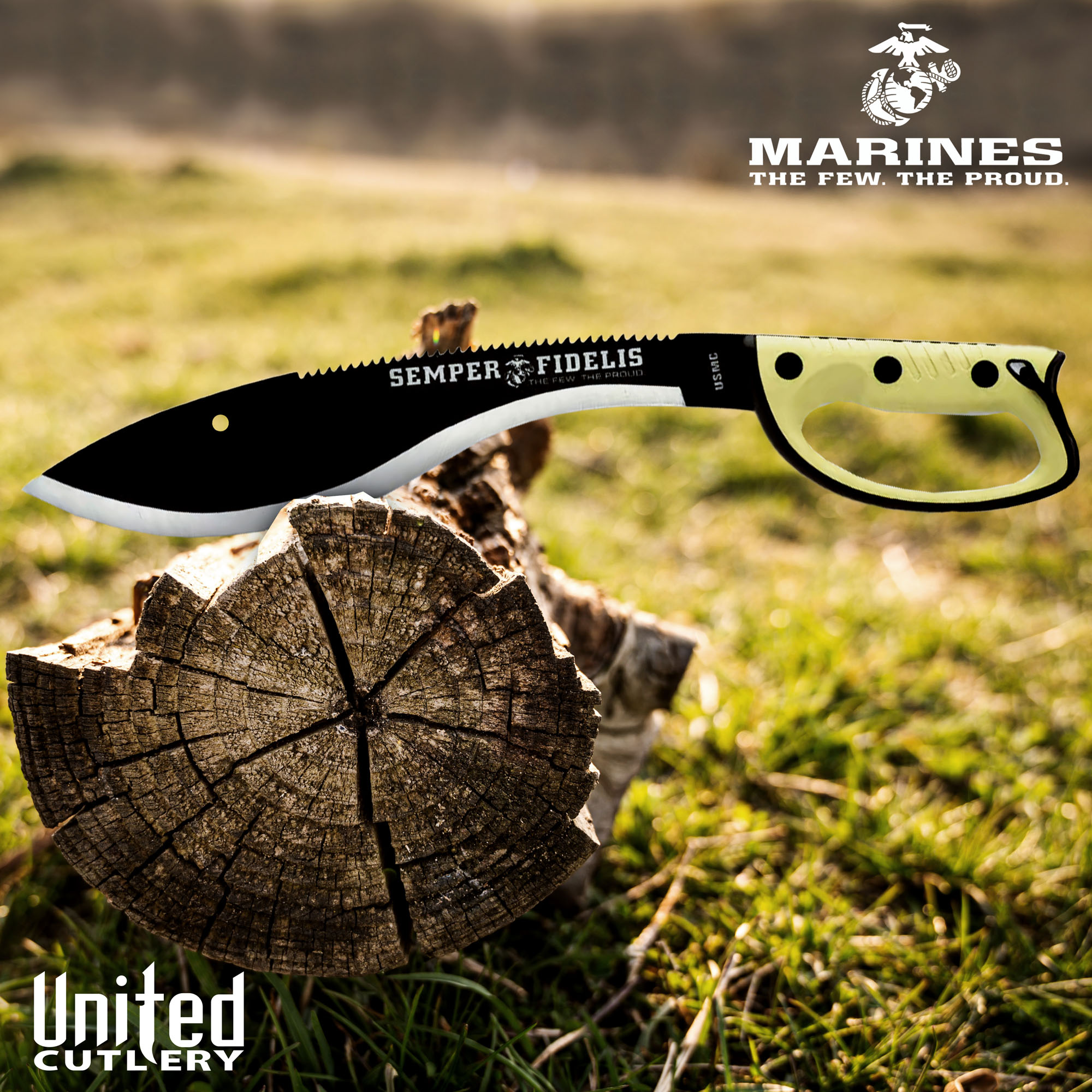 USMC Semper Fidelis Sawback Kukri mit Scheide