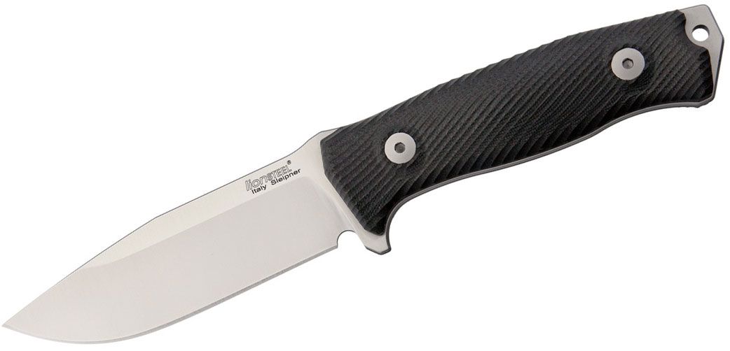 M5 Jagdmesser, Satin Sleipner Glatte Klinge, schwarze G10-Griffe, Cordura-Scheide