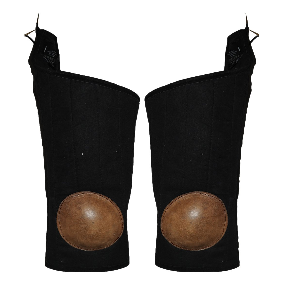 Polsterbeinlinge mit Lederkappe - schwarz, Größe M