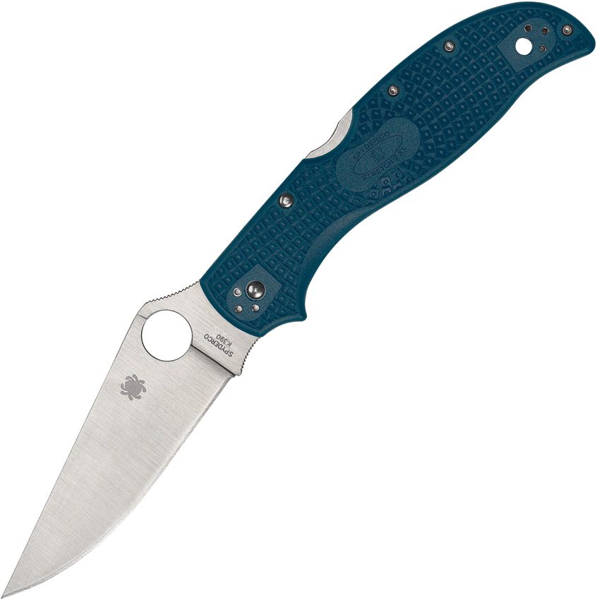Stretch 2 XL Lightweight, K390 Satin Modified Clip Point Glatte Klinge, blauer FRN-Griff