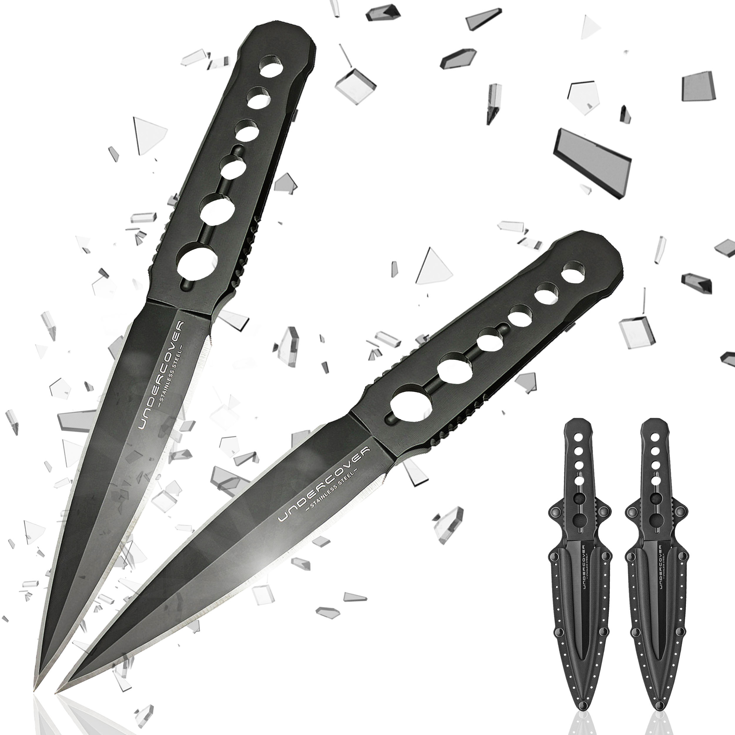 Zwei Undercover CIA Stinger-Messer und Scheide, Bundle