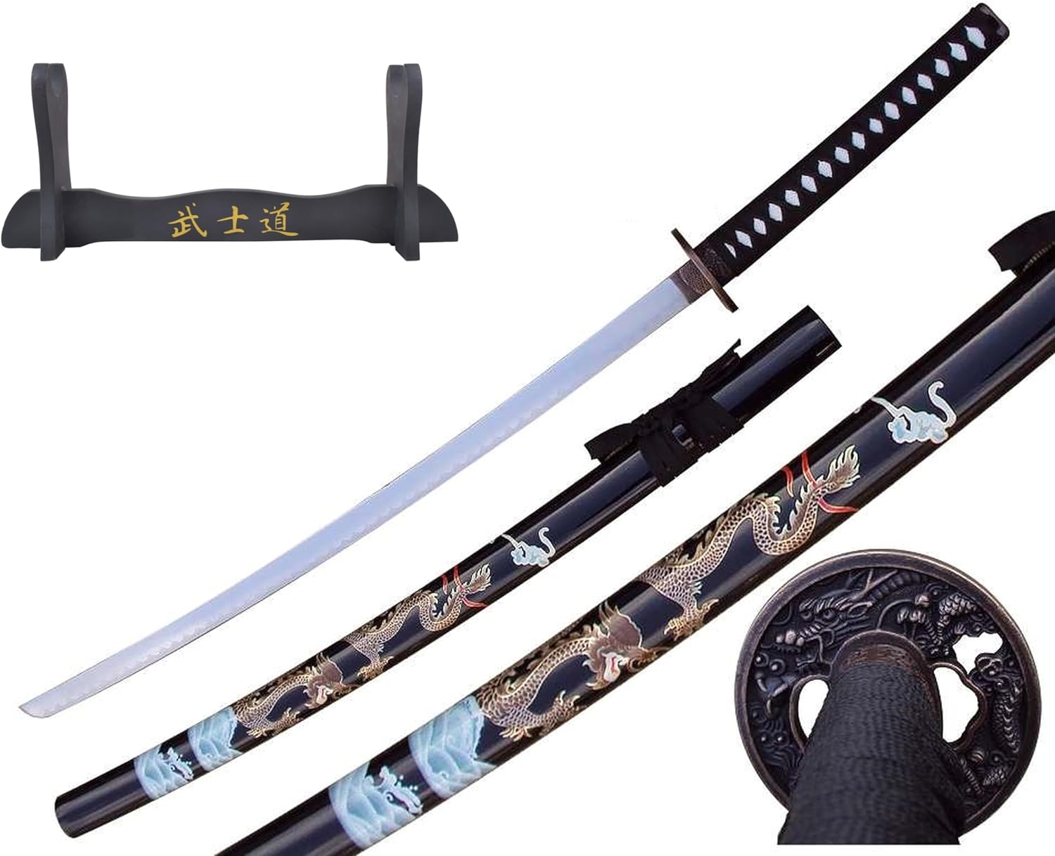 Ry?ten Shadow – Samurai Deko Katana mit Drachen-Saya & Displayständer
