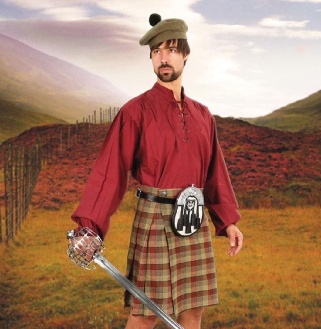 Historisches Baumwollhemd, rot, Größe XXL