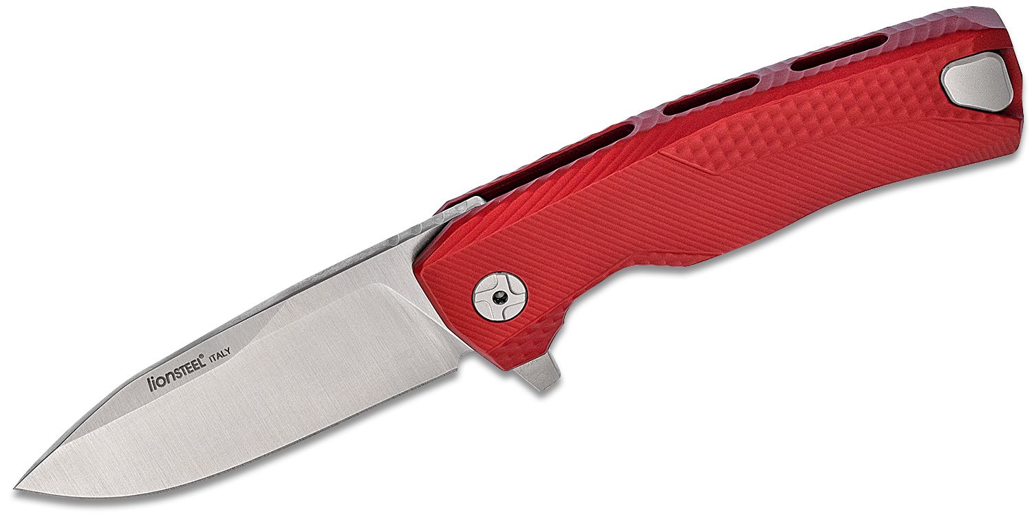 ROK A RS, M390 Satin-Klinge, roter Aluminiumgriff