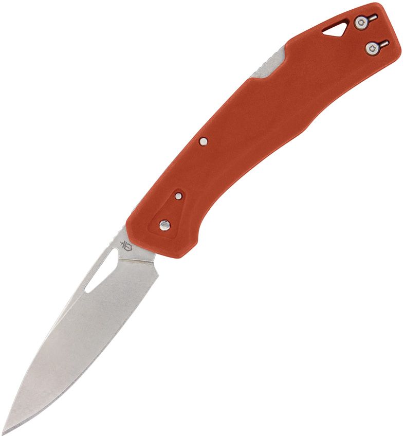LST, Stonewashed Clip Point-Klinge, orangefarbener GFN-Griff