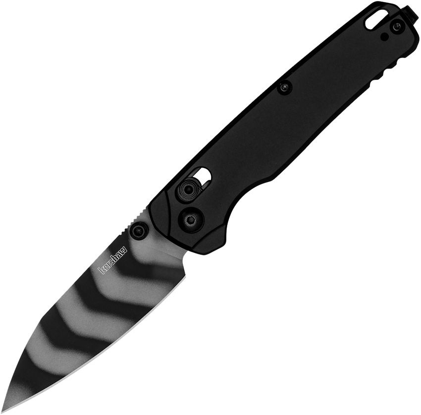 Bel Air, CPM-MagnaCut Tiger Stripe Drop Point-Klinge, schwarz eloxierter Aluminiumgriff