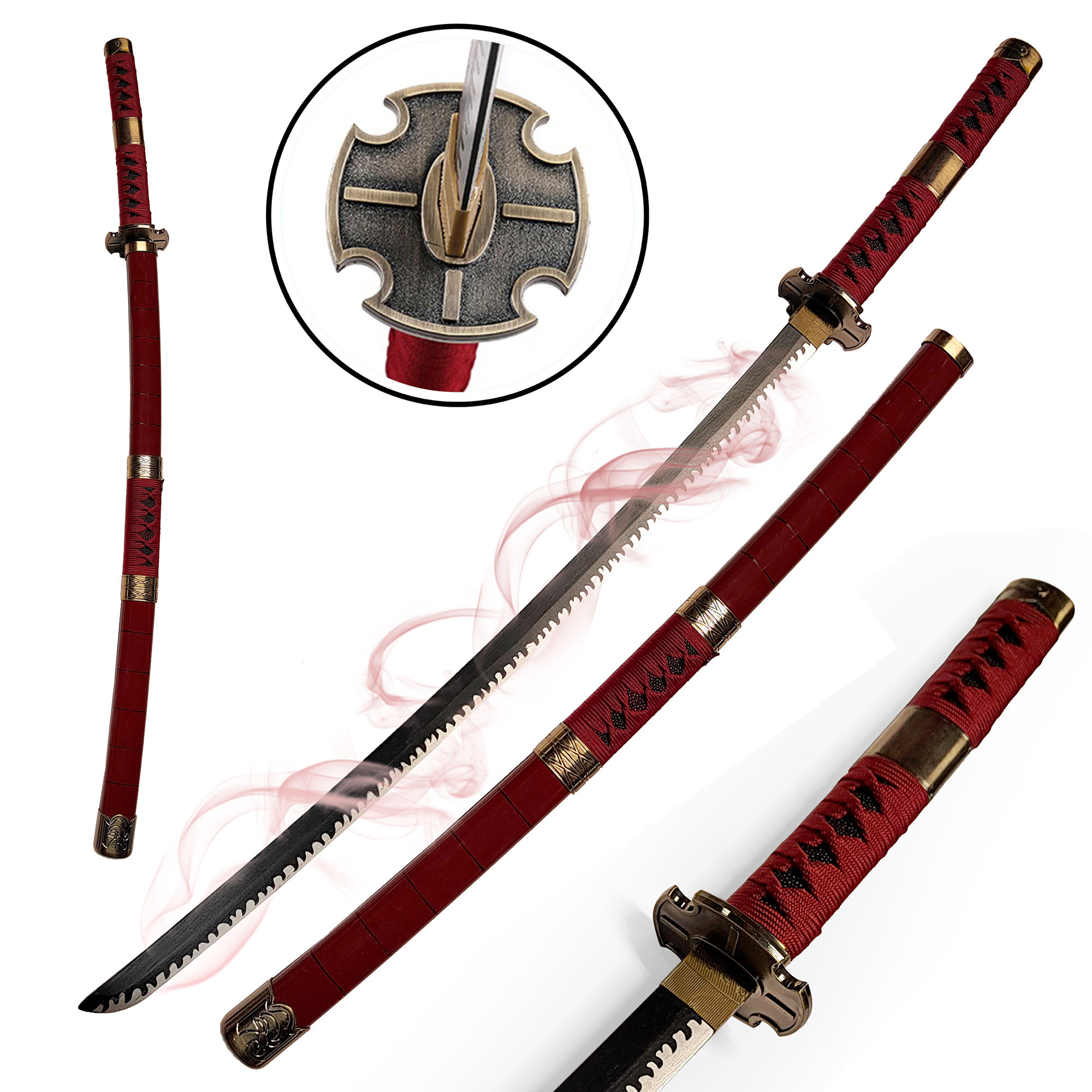 One Piece - Sandai Kitetsu Katana aus Holz mit Scheide und Ständer