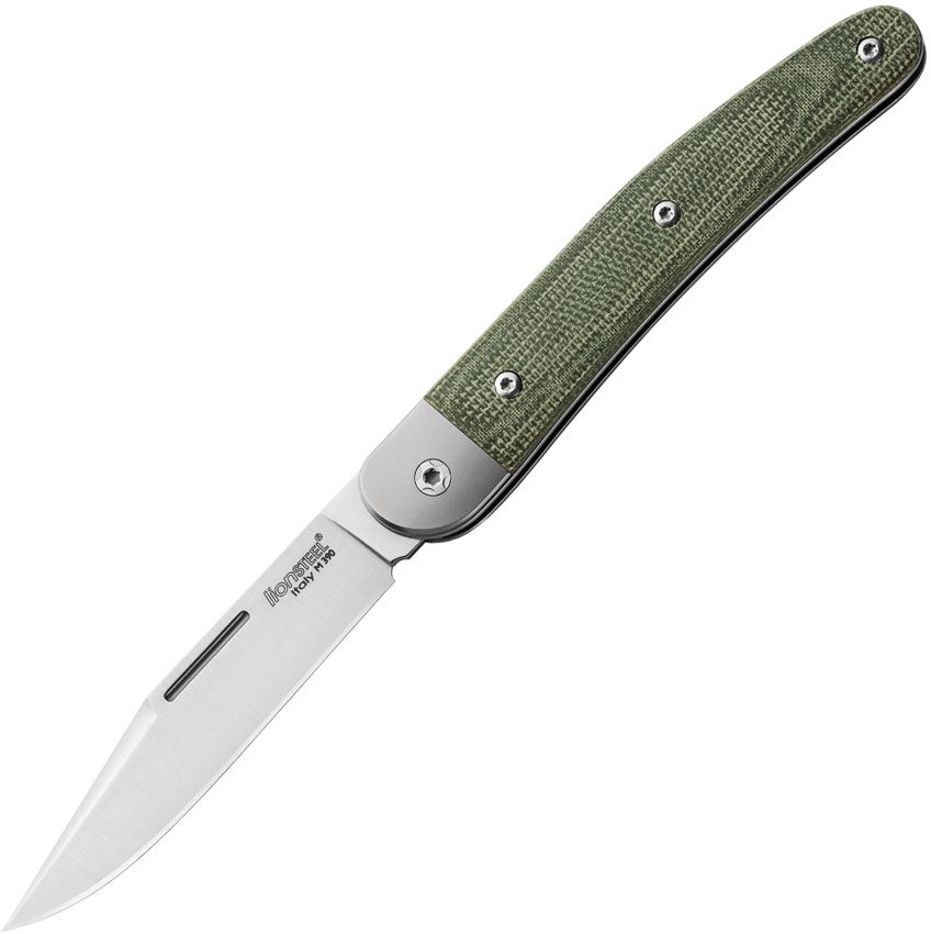 JK1, M390 Clip Point-Klinge, grüner Canvas-Micarta-Griff