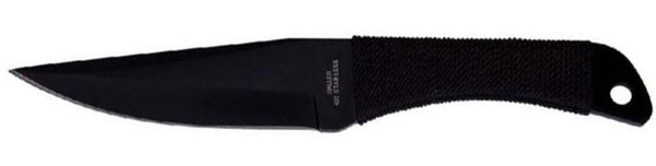 Wurfmesser schwarz, Kordelgriff, 22 cm